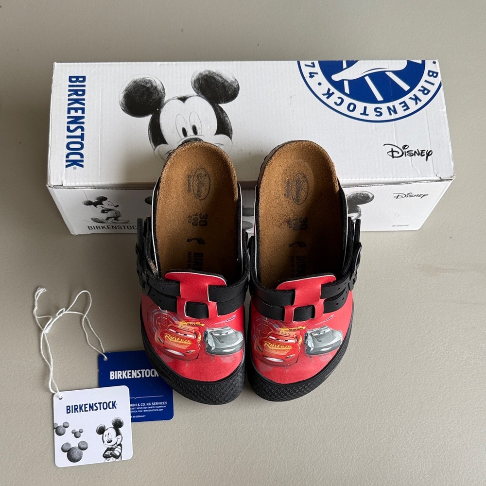 Birkenstock Kids Red and Black Disney Slippers